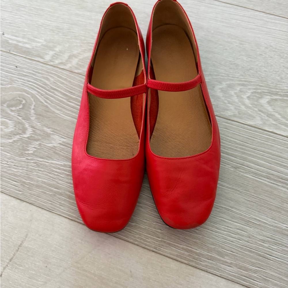 Madewell Greta Red Leather Mary Jane Ballet Flats - Picture 5 of 5